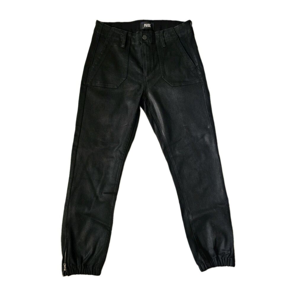 PAIGE Mayslie Jogger Pants Black Luxe Coated 27
